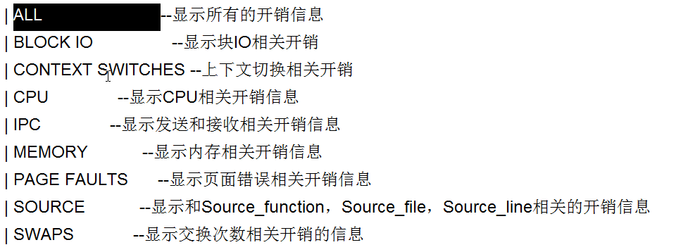 `show profile` 参数